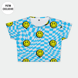 Checkered Smiley Crop Top