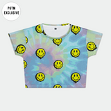 Tie Dye Smiley Crop Top