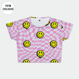 Checkered Smiley Crop Top